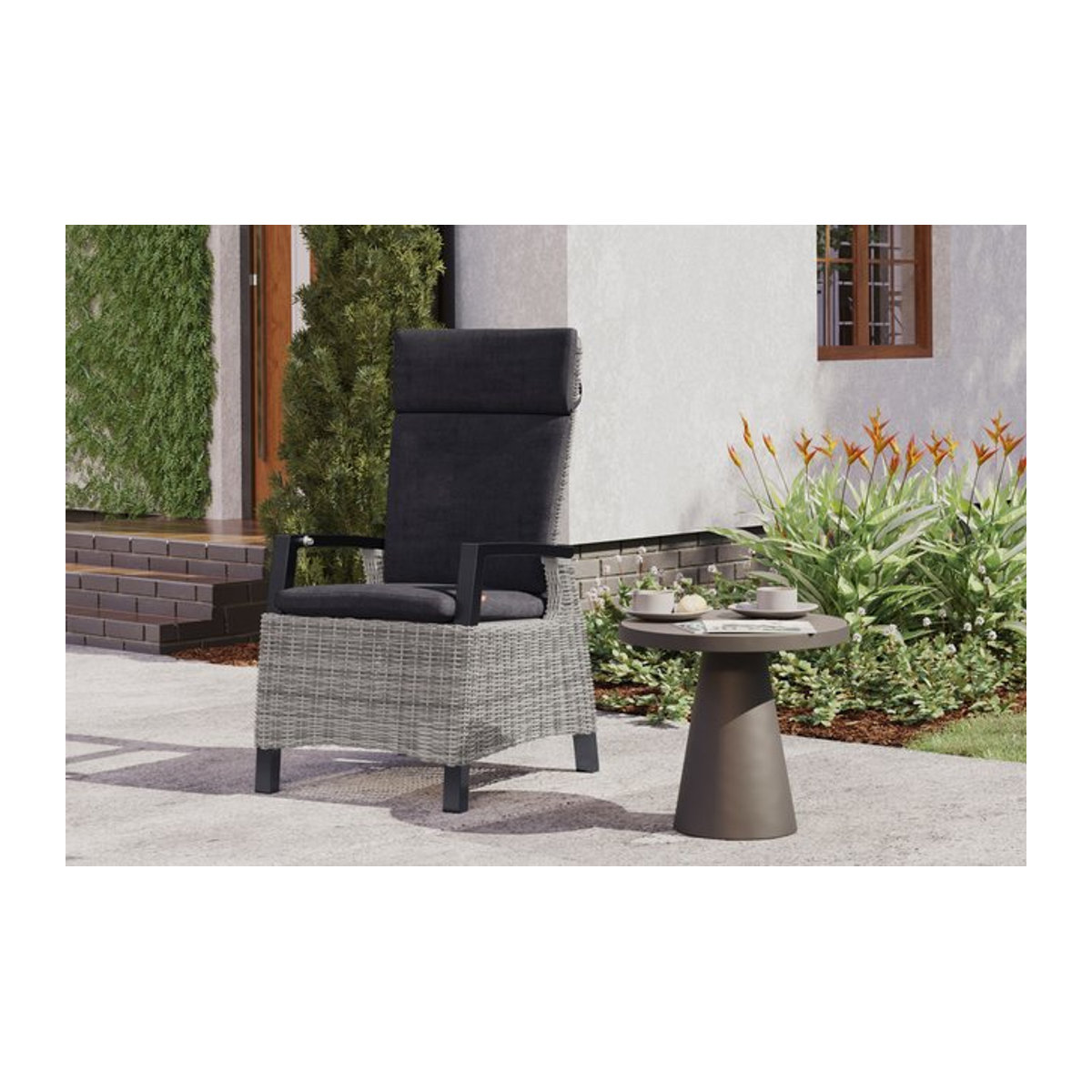 Siena Garden Corido Sessel aus Aluminium und Rattan in Anthrazit inklusive Kissen, H x B x T: 109 x 61 x 61 cm - Bild 1