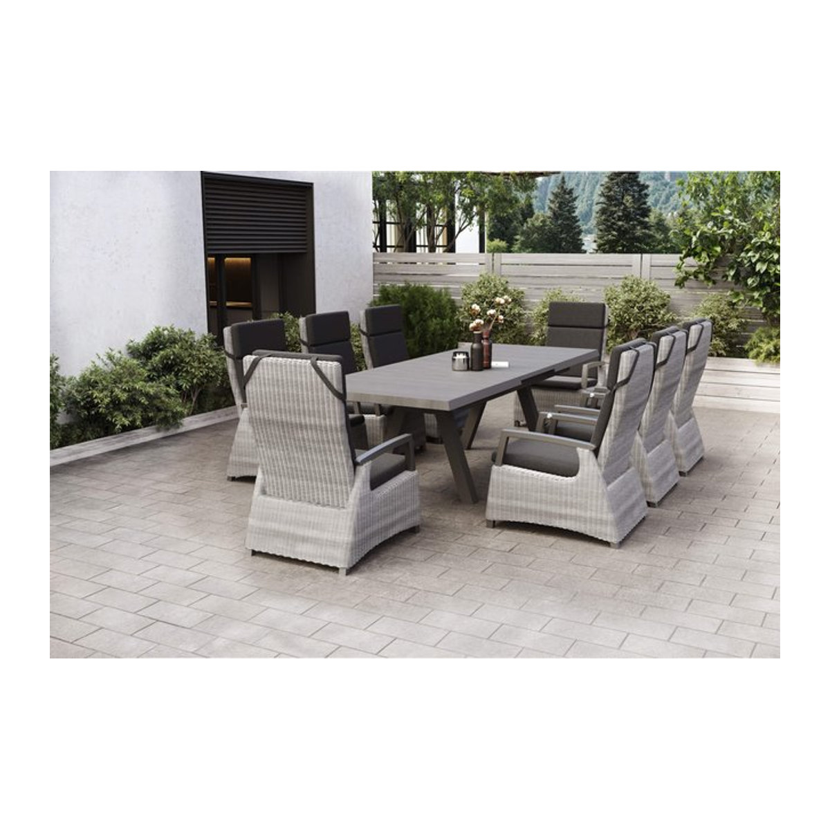 Siena Garden Garten-Essgruppe Tirana/Corido aus Aluminium und Keramik in Matt Anthrazit mit Ausziehtisch und 8 Sesseln - Bild 1