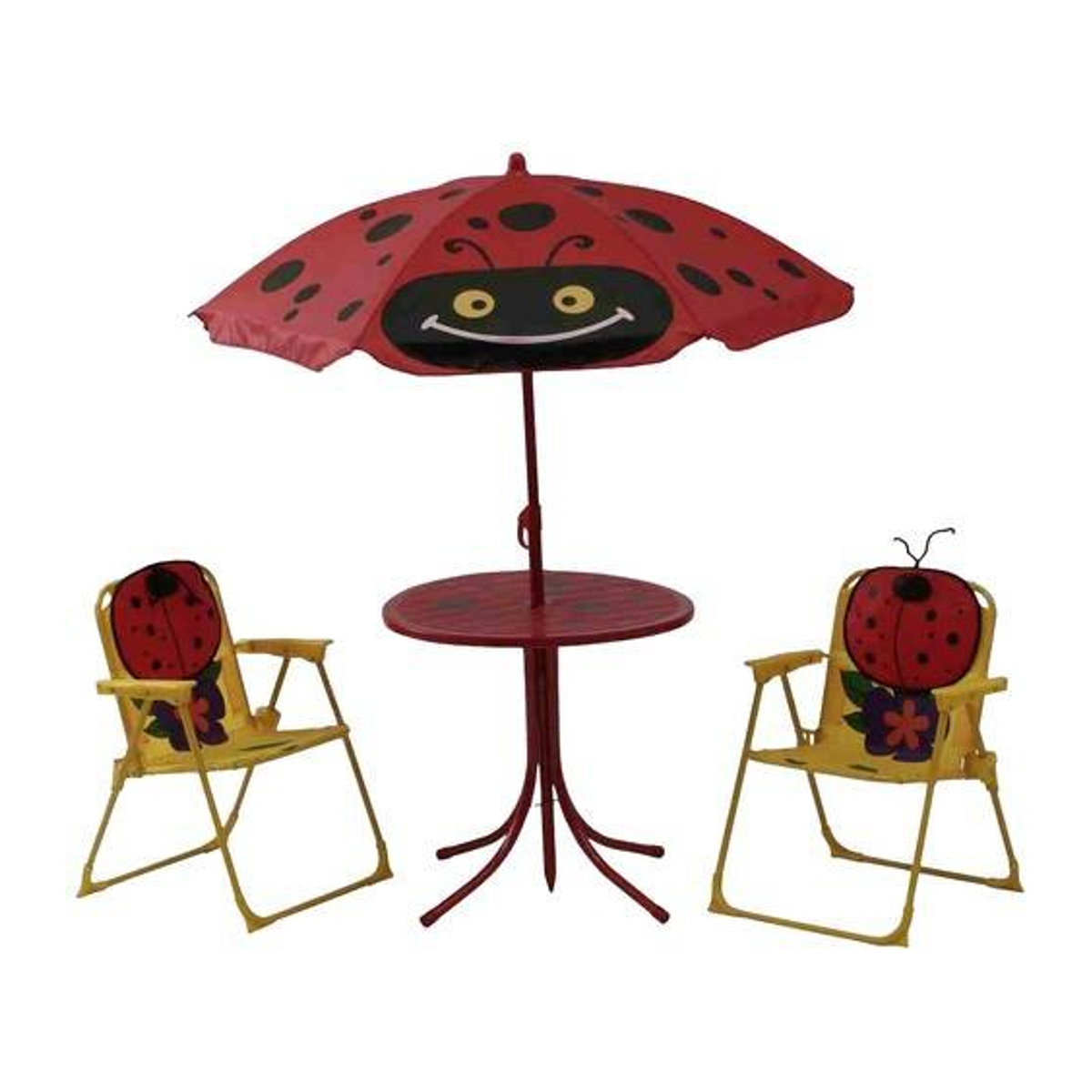 Siena Garden Kindersitzgruppe Marie 4-teiliges Gartenmöbel-Set aus Stahl in Rot mit buntem Polyester-Bezug - Bild 2