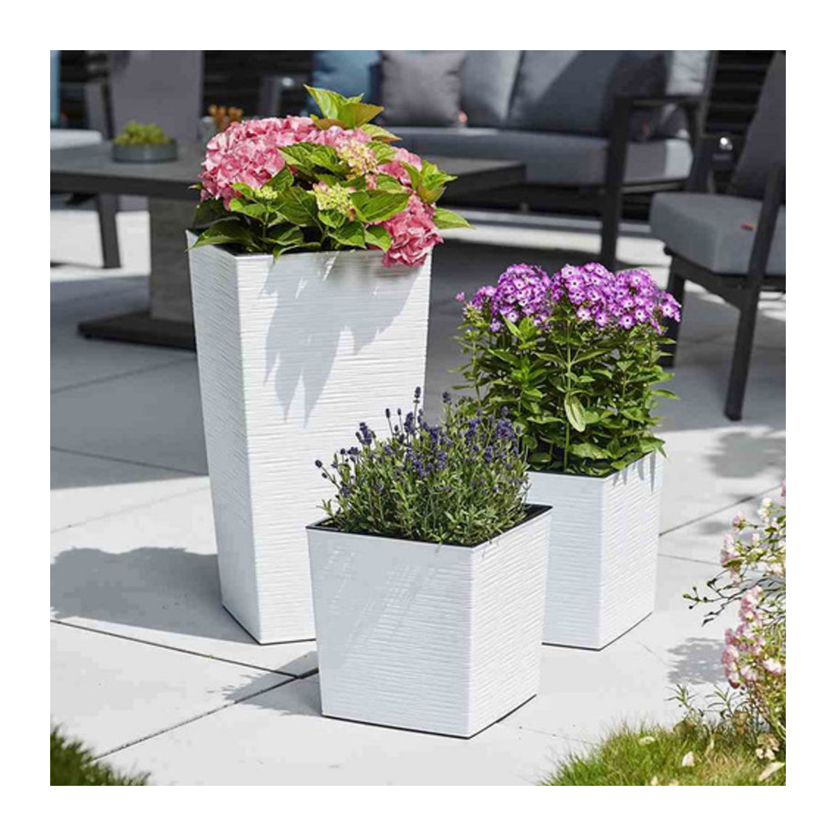 Siena Garden Modernes Pflanzgefäß aus Kunststoff in Weiß, rechteckig - Bild 2