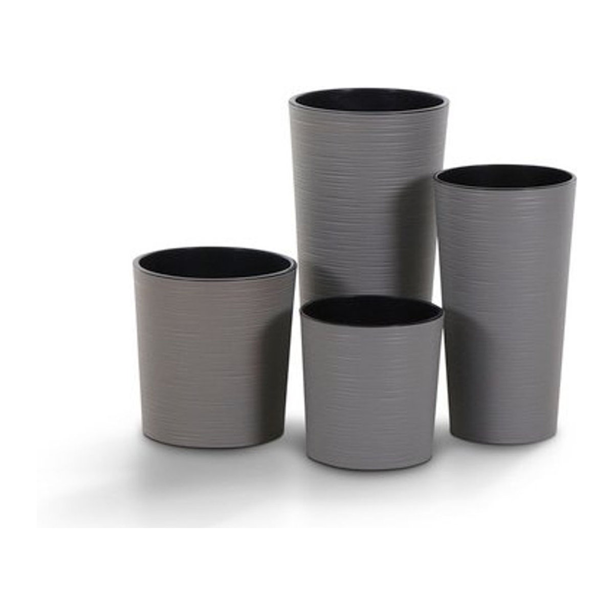 SIENA GARDEN Pflanzgefäß ECO Locon rund in Grau mit Rillenoptik aus Kunststoff und Holzfasern - Bild 2