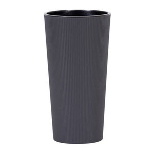 Siena Garden Pflanzgefäß Locon Stripe in Grau mit Streifenoptik aus Kunststoff, B/T/H: 29,5 x 29,5 x 57,1 cm
