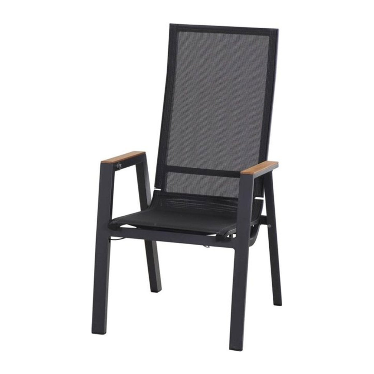 Siena Garden Rondo Move Stapelsessel in Anthrazit Matt mit Teak-Armlehnen, stufenlos verstellbar, B/T/H: 72 x 59 x 110 cm - Bild 1