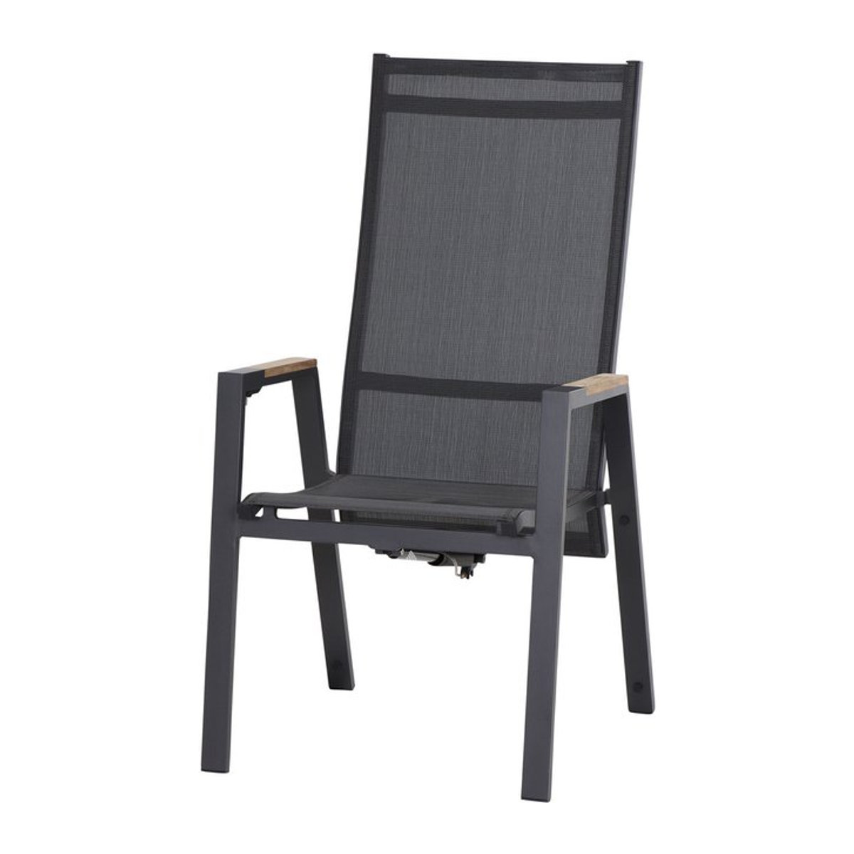 Siena Garden Savona Move Stapelsessel in Anthrazit Matt mit Teak-Armlehnen, Alu/Ranotex, H x B x T: 113 x 73 x 60 cm - Bild 1