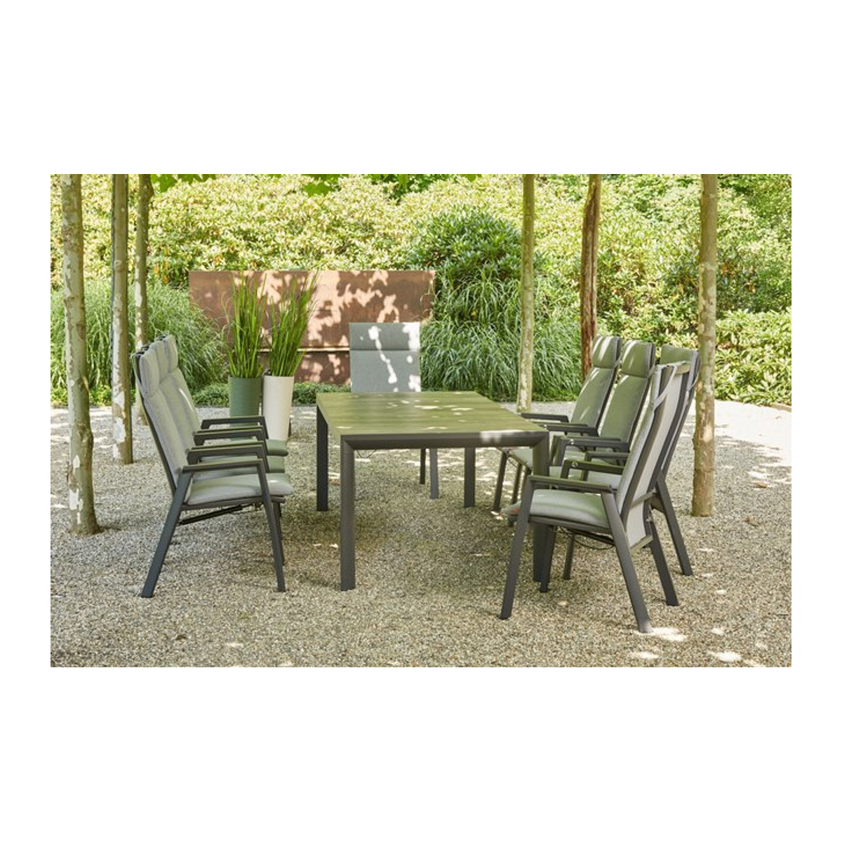 Siena Garden Silva/Valencia Garten-Essgruppe in Anthrazit und Grau mit 8 Diningsesseln, Tisch B: 220 cm, T: 100 cm, aus Aluminium, Keramik und Textilgewebe - Bild 1