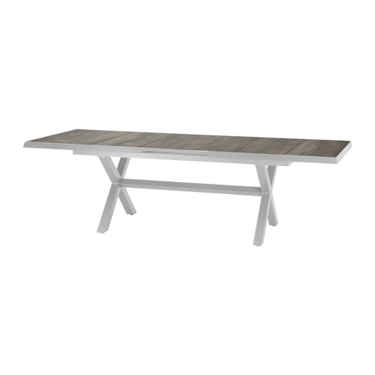 Siena Garden Sincro Ausziehtisch aus Alu und Keramik in Matt Weiß-Grau/Washed Grey, B/T: 200 bis 260 x 100 cm - Bild 1