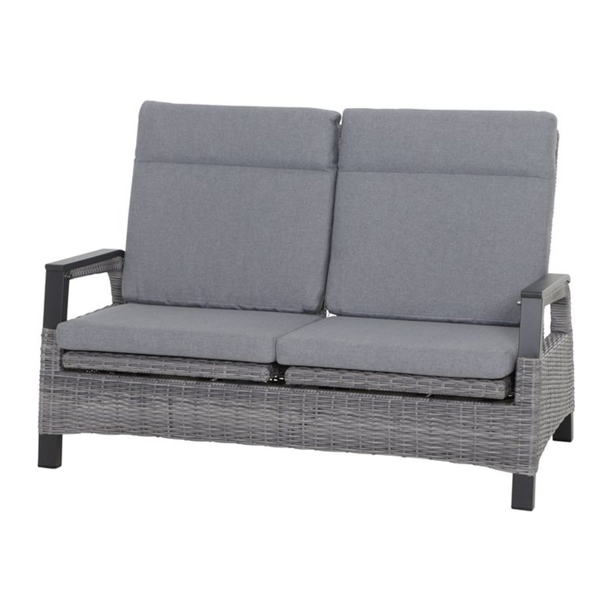 Siena Garden Solea Sofa in Anthrazit und Blau aus Aluminium und Rattan, stufenlos verstellbar, B/T/H: 151,5 x 85 x 97 cm - Bild 1