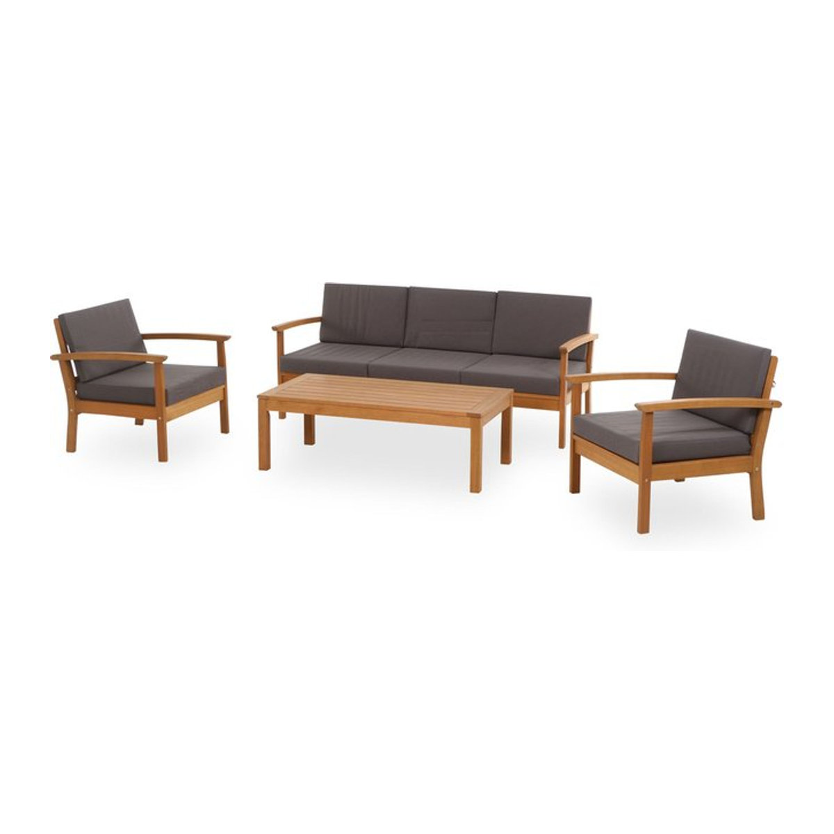 Siena Garden Tavira 4-teiliges Loungeset aus Eukalyptusholz mit Kissen in Braun - Bild 1