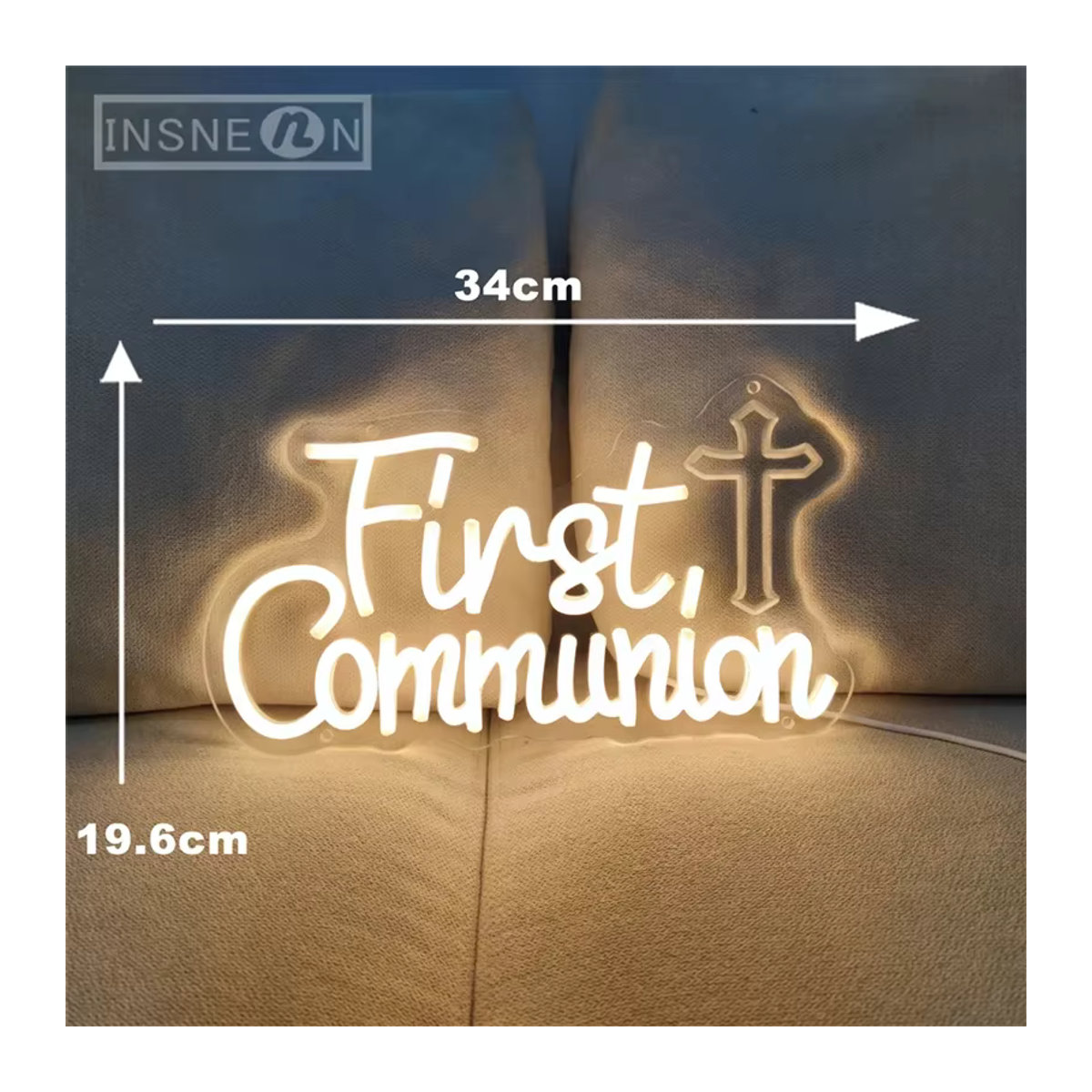 Signvia LED Neon Wanddekoration für Erstkommunion und Taufe in Weiß mit 3D Gravur - Bild 2