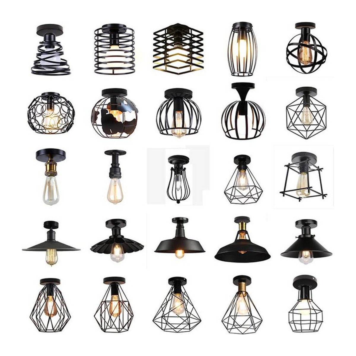 SIKEBOTE Deckenlampe im Retro Industrie Design aus Metall in Schwarz für Flur, Küche und Bad - Bild 1
