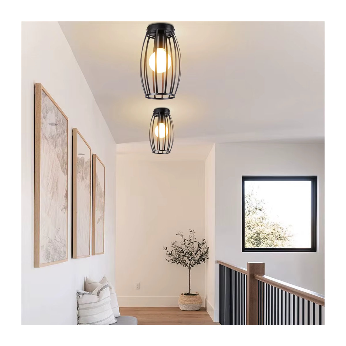 SIKEBOTE Deckenlampe im Retro Industrie Design aus Metall in Schwarz für Flur, Küche und Bad - Bild 2