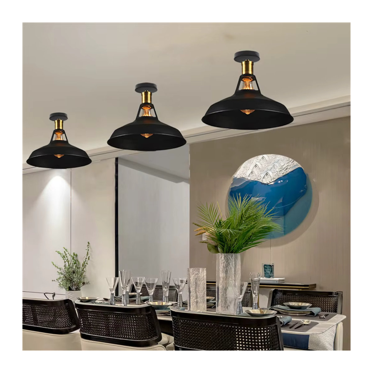 SIKEBOTE Deckenlampe im Retro Industrie Design aus Metall in Schwarz für Flur, Küche und Bad - Bild 3