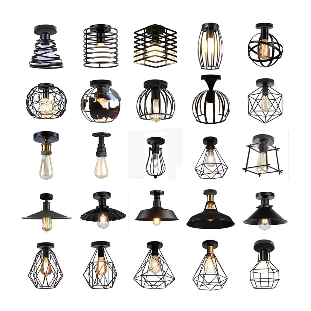 SIKEBOTE Deckenlampe im Retro Industrie Design aus Metall in Schwarz für Flur, Küche und Bad - Bild 4