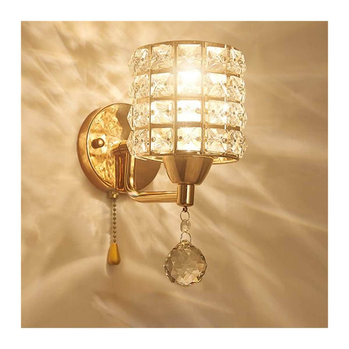 SIKEBOTE Kristall Wandlampe LED mit E27 Fassung und Pull-Schalter für Wohnzimmer, Schlafzimmer und Flur - Bild 1