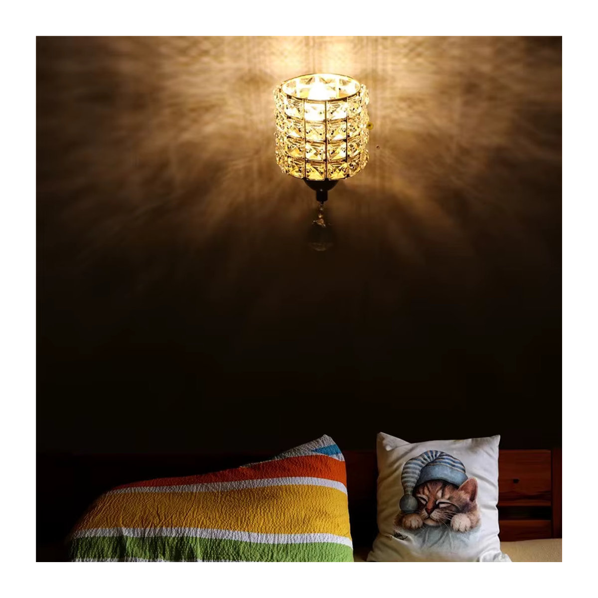 SIKEBOTE Kristall Wandlampe LED mit E27 Fassung und Pull-Schalter für Wohnzimmer, Schlafzimmer und Flur - Bild 2