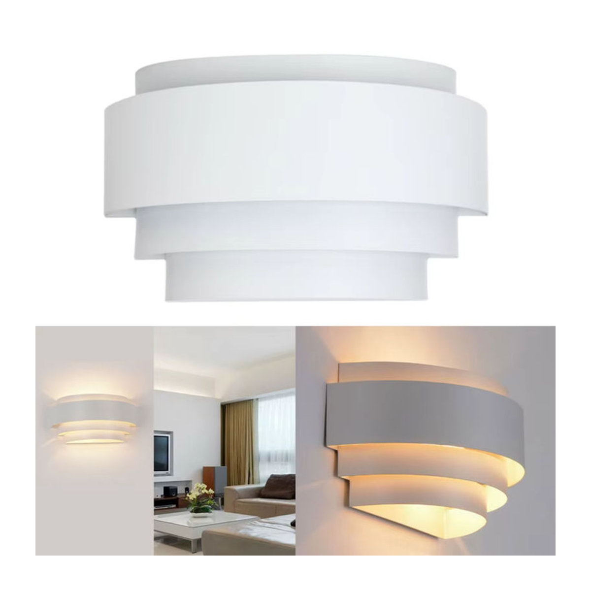 SIKEBOTE Wandleuchte im skandinavischen Stil Weiß E27 Modern Minimalistisch für Wohnzimmer Schlafzimmer und Korridor - Bild 2
