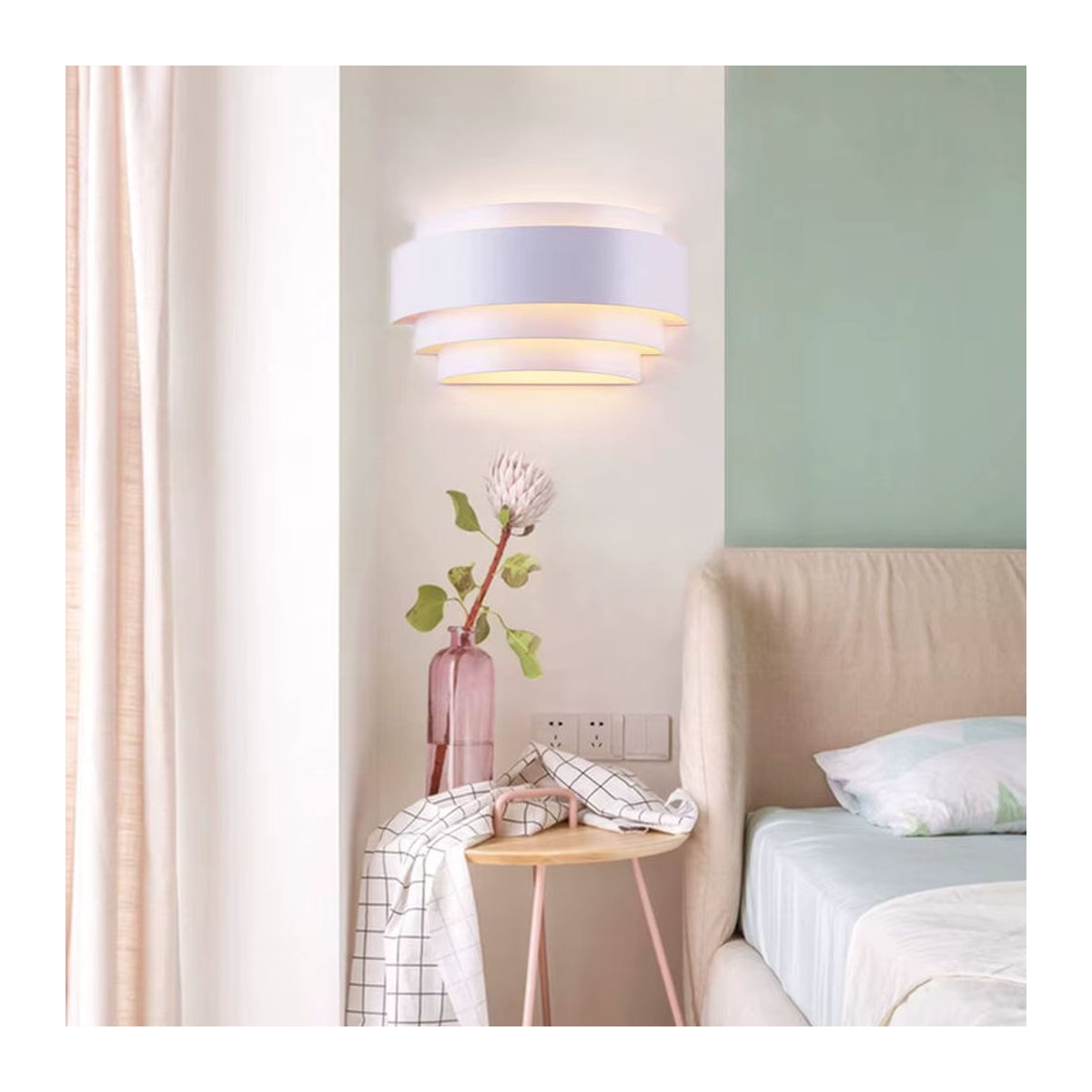 SIKEBOTE Wandleuchte im skandinavischen Stil Weiß E27 Modern Minimalistisch für Wohnzimmer Schlafzimmer und Korridor - Bild 4