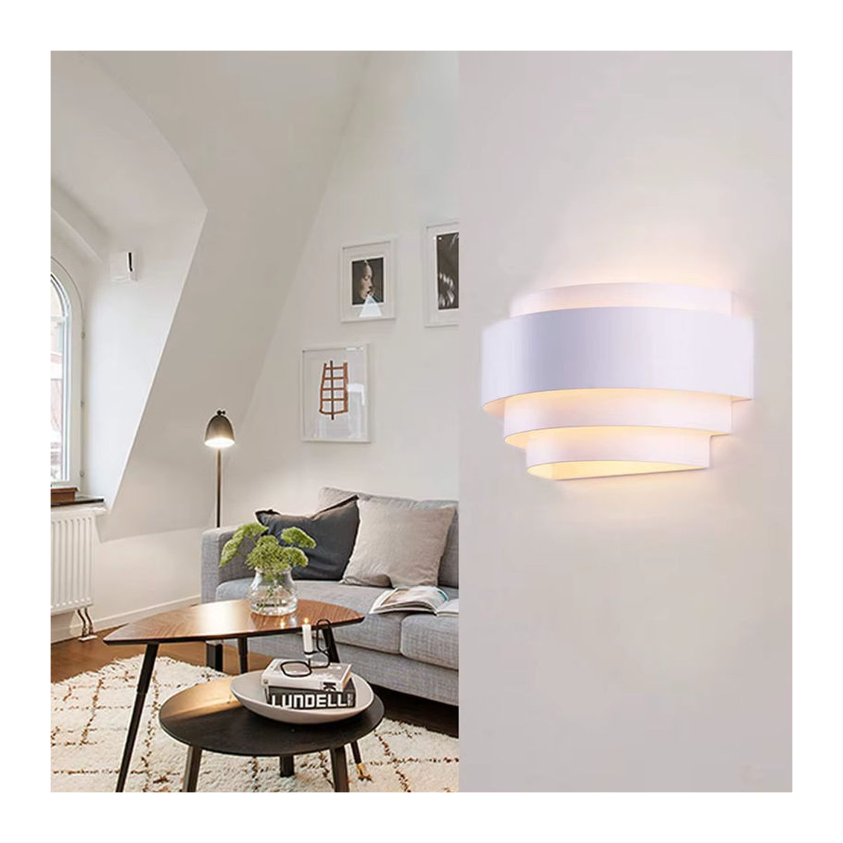 SIKEBOTE Wandleuchte im skandinavischen Stil Weiß E27 Modern Minimalistisch für Wohnzimmer Schlafzimmer und Korridor - Bild 5