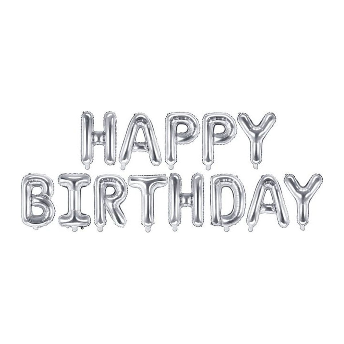 Silberner Happy Birthday Aluminium-Folienballon zur Geburtstagsdekoration, Breite: 340 cm, Höhe: 35 cm - Bild 1