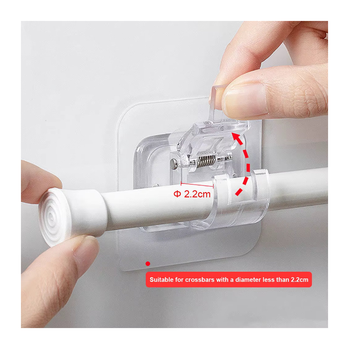 Silicone World 4 Stück Selbstklebende Haken für Vorhangstangen in Transparent, Teleskopstangenhalterung ohne Bohren - Bild 5