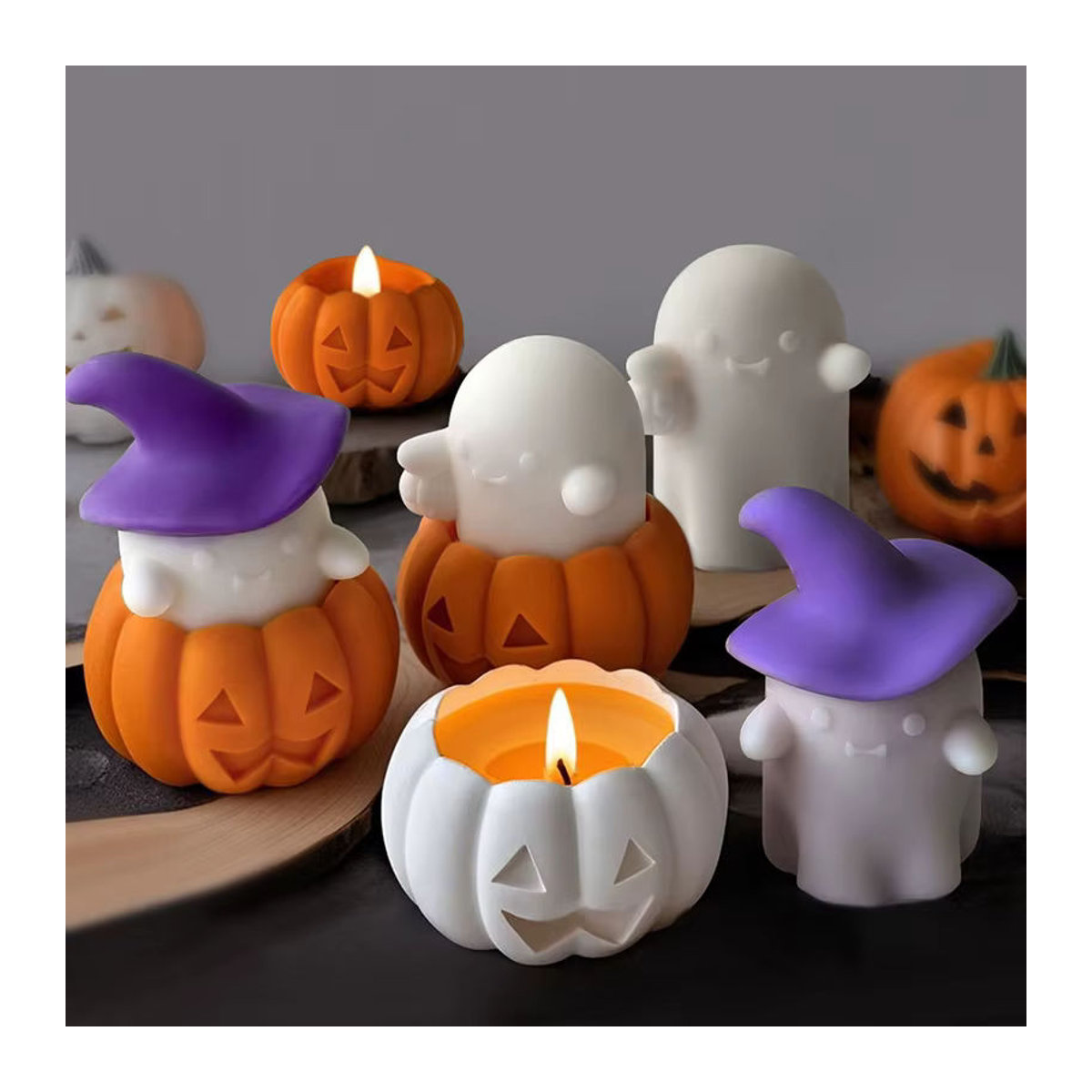 Silikon Form für Halloween Geist und Kürbis Kerzen zur DIY Aromatherapie Dekoration in Mehrfarbig - Bild 1