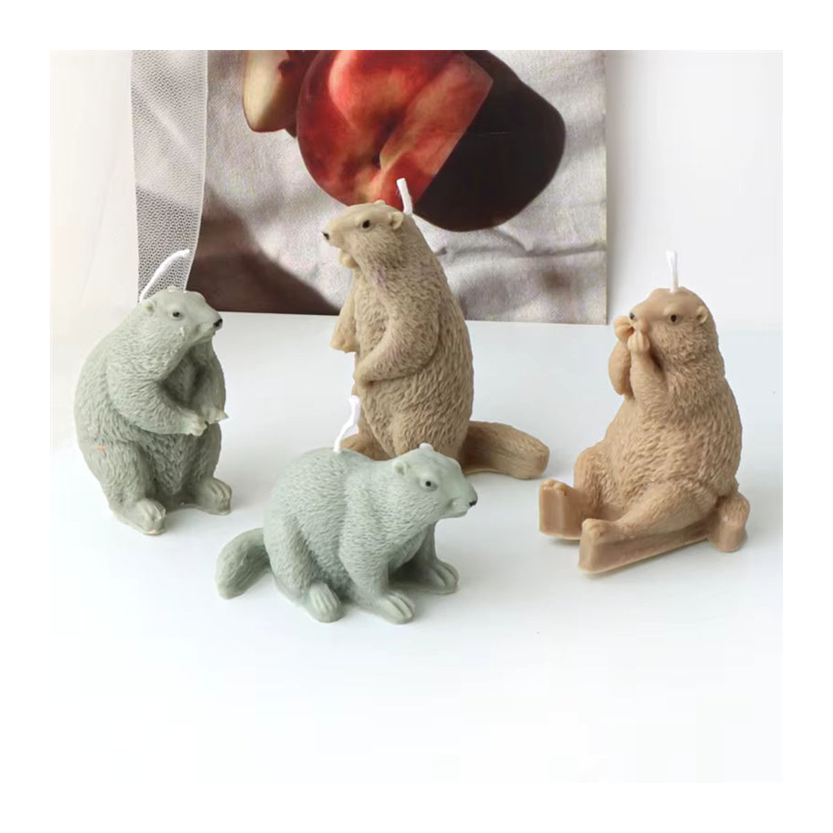 Silikon Kerzenform für DIY Figurenkerzen in Tieroptik Igel oder Murmeltier, mehrfarbig - Bild 2