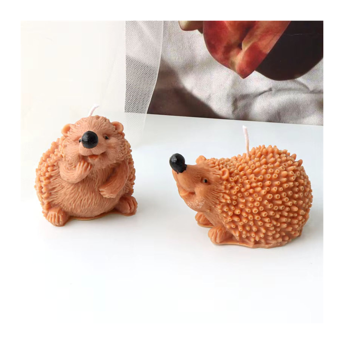 Silikon Kerzenform für DIY Figurenkerzen in Tieroptik Igel oder Murmeltier, mehrfarbig - Bild 3