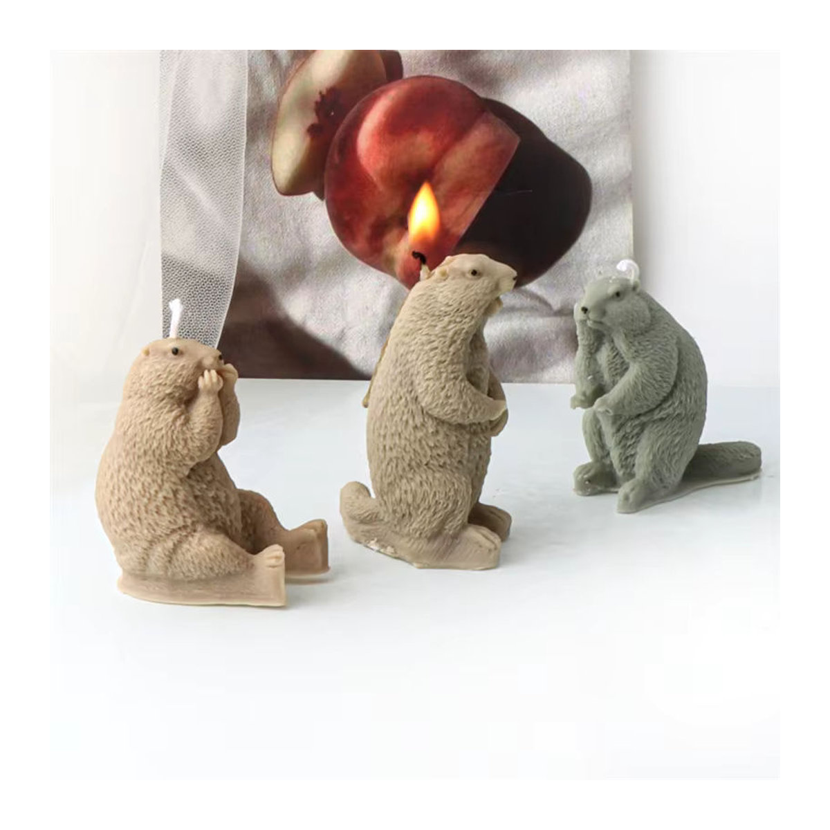 Silikon Kerzenform für DIY Figurenkerzen in Tieroptik Igel oder Murmeltier, mehrfarbig - Bild 4