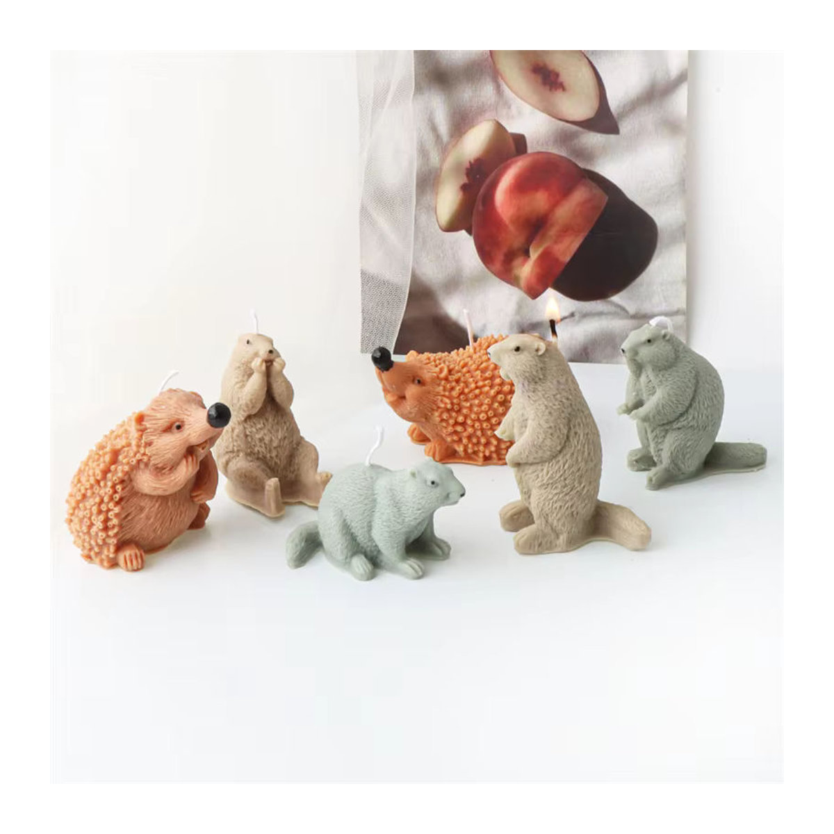 Silikon Kerzenform für DIY Figurenkerzen in Tieroptik Igel oder Murmeltier, mehrfarbig - Bild 5