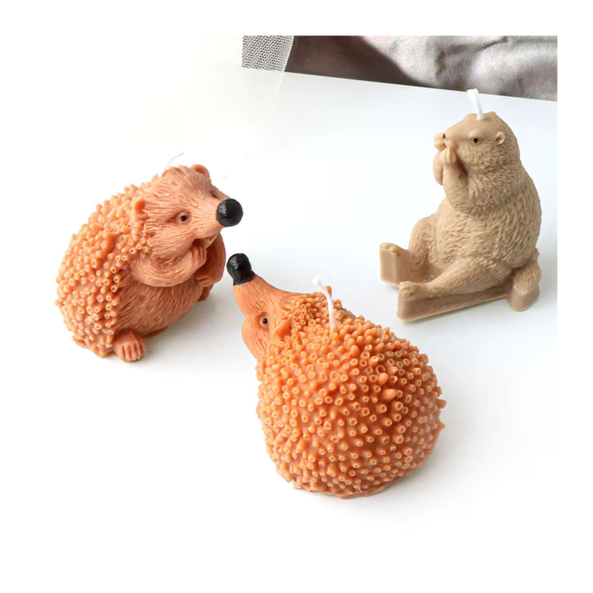Silikon Kerzenform für DIY Figurenkerzen in Tieroptik Igel oder Murmeltier, mehrfarbig - Bild 6