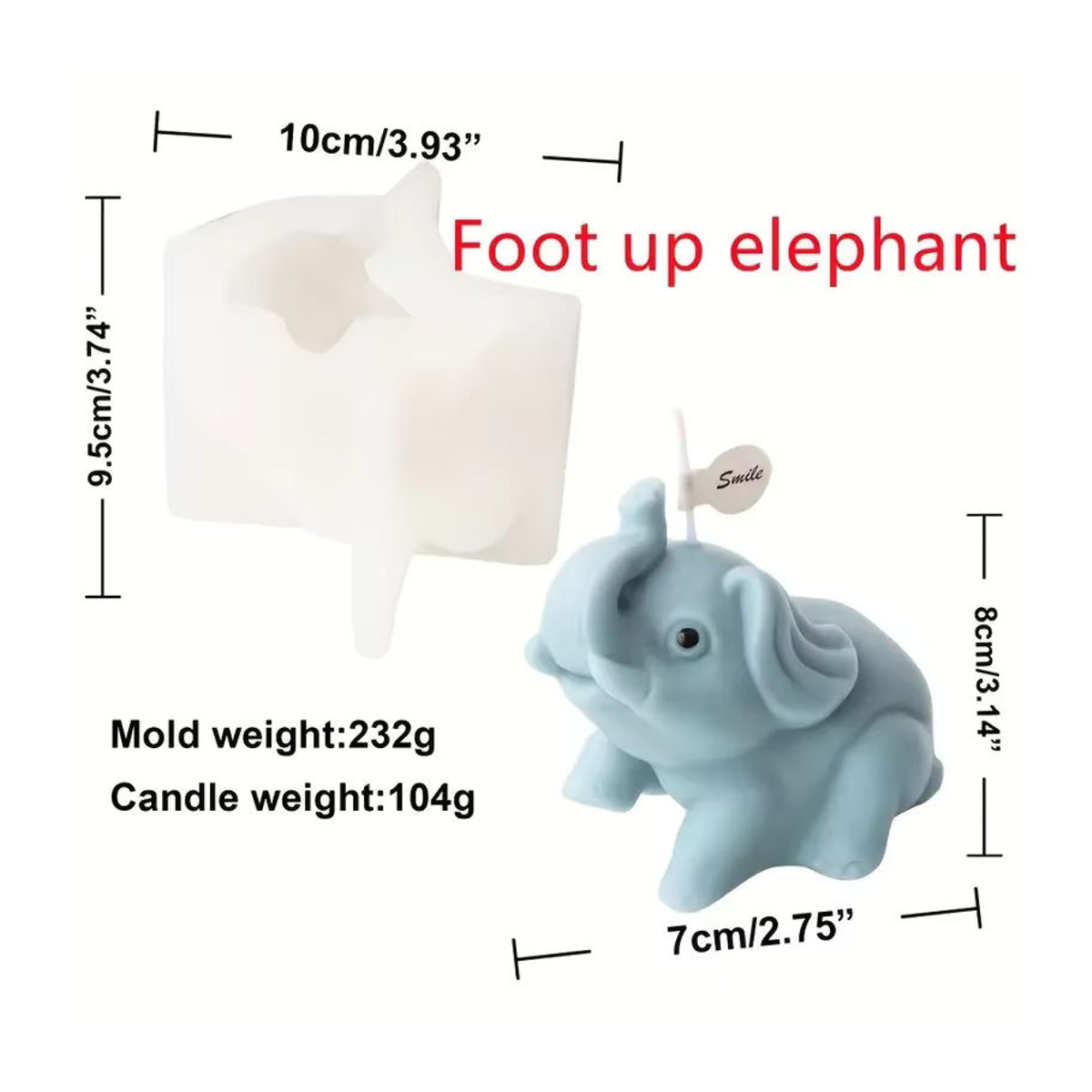 Silikonform für 3D Cartoon Tierfiguren wie Krokodil und Elefant zur Herstellung von Kerzen, Seife oder Kunstharz-Dekorationen in Blau - Bild 2