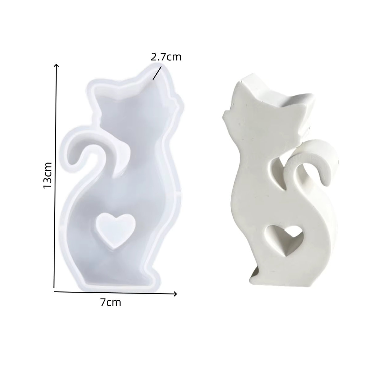 Silikonform für 3D Katze Skulpturen zur Herstellung von Seifen und Kerzen in Weiß - Bild 2