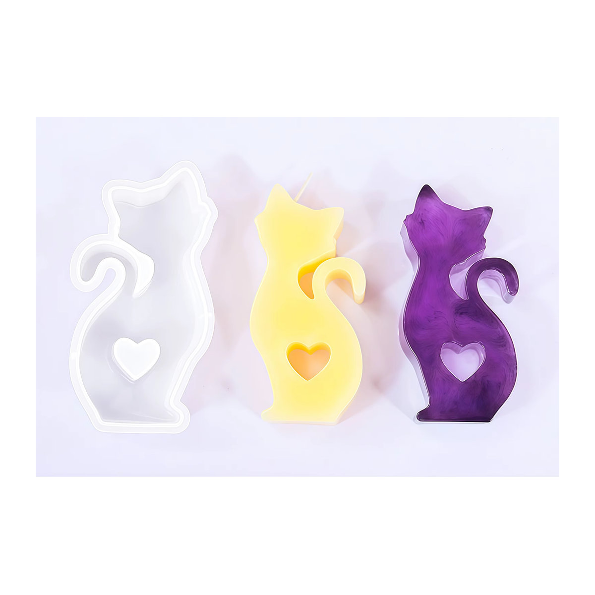Silikonform für 3D Katze Skulpturen zur Herstellung von Seifen und Kerzen in Weiß - Bild 4
