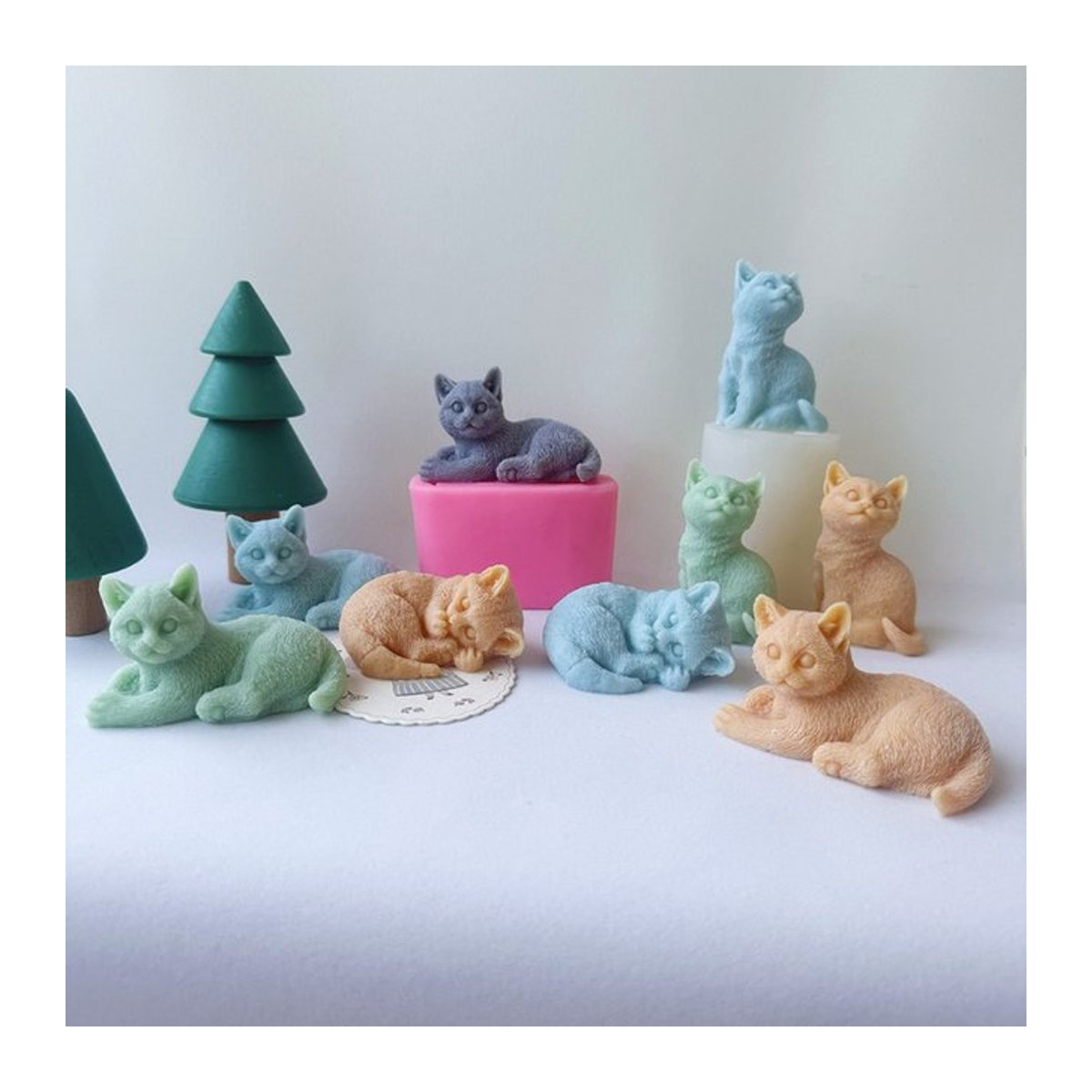 Silikonform für 3D Katzen Kerzen und DIY-Handwerk aus Harz oder Zement, mehrfarbig - Bild 1