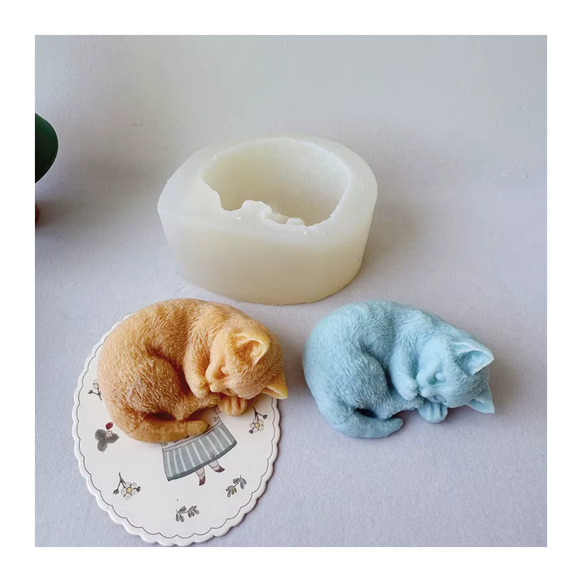 Silikonform für 3D Katzen Kerzen und DIY-Handwerk aus Harz oder Zement, mehrfarbig - Bild 2