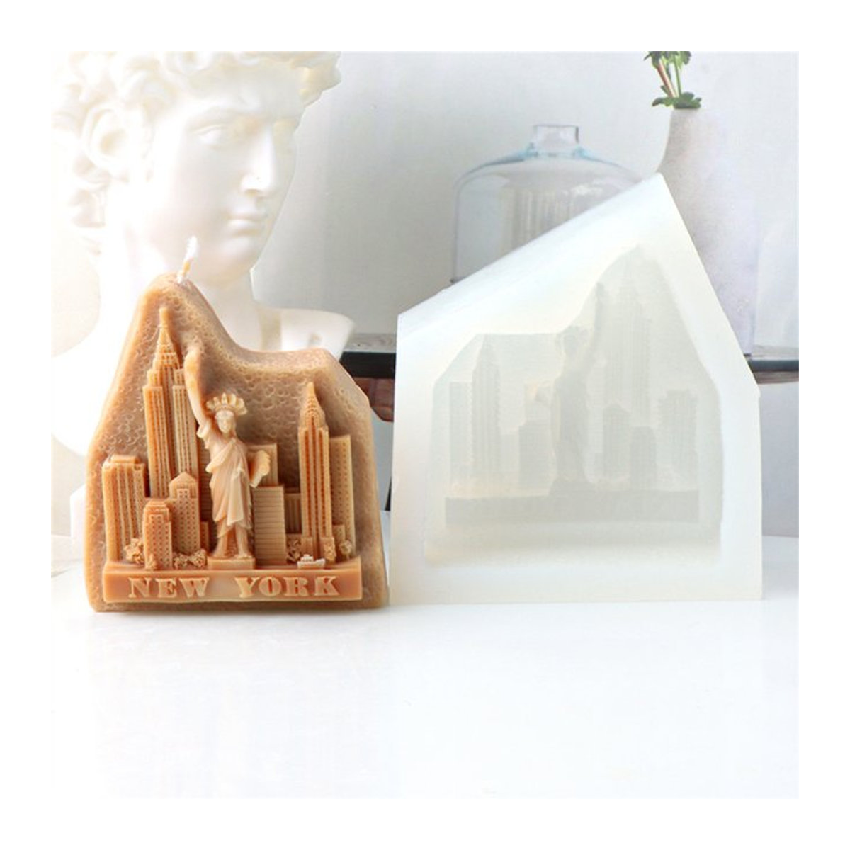 Silikonform für DIY Architektur-Statuen und Kerzen mit Weltwahrzeichen wie Eiffelturm und Großer Mauer in Beige - Bild 1