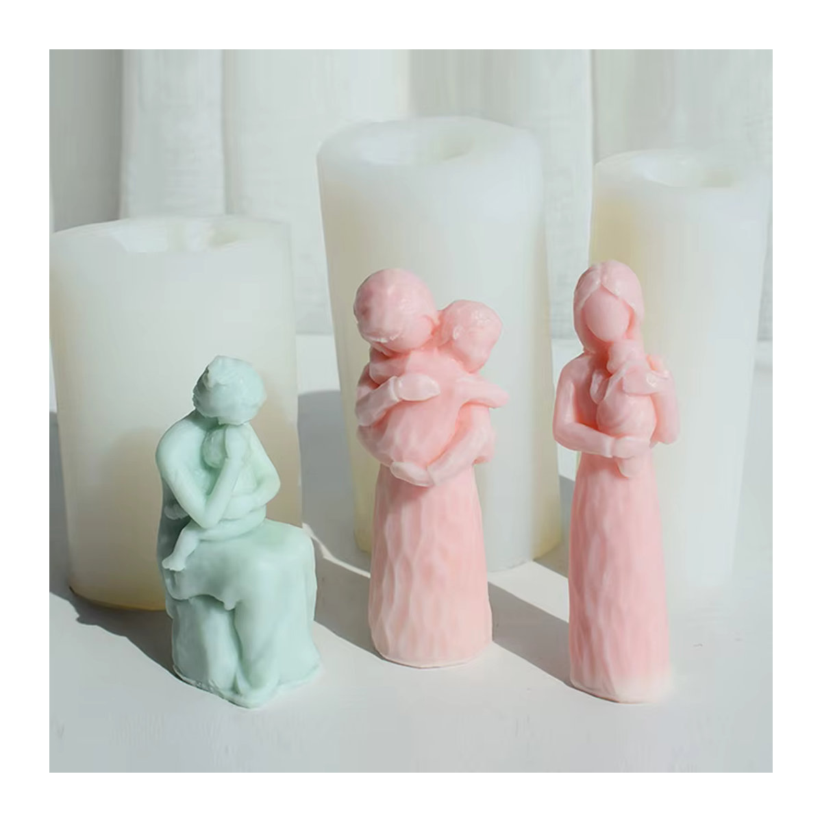 Silikonform für DIY Kerzen in Form einer Mutter mit Baby, mehrfarbig - Bild 3