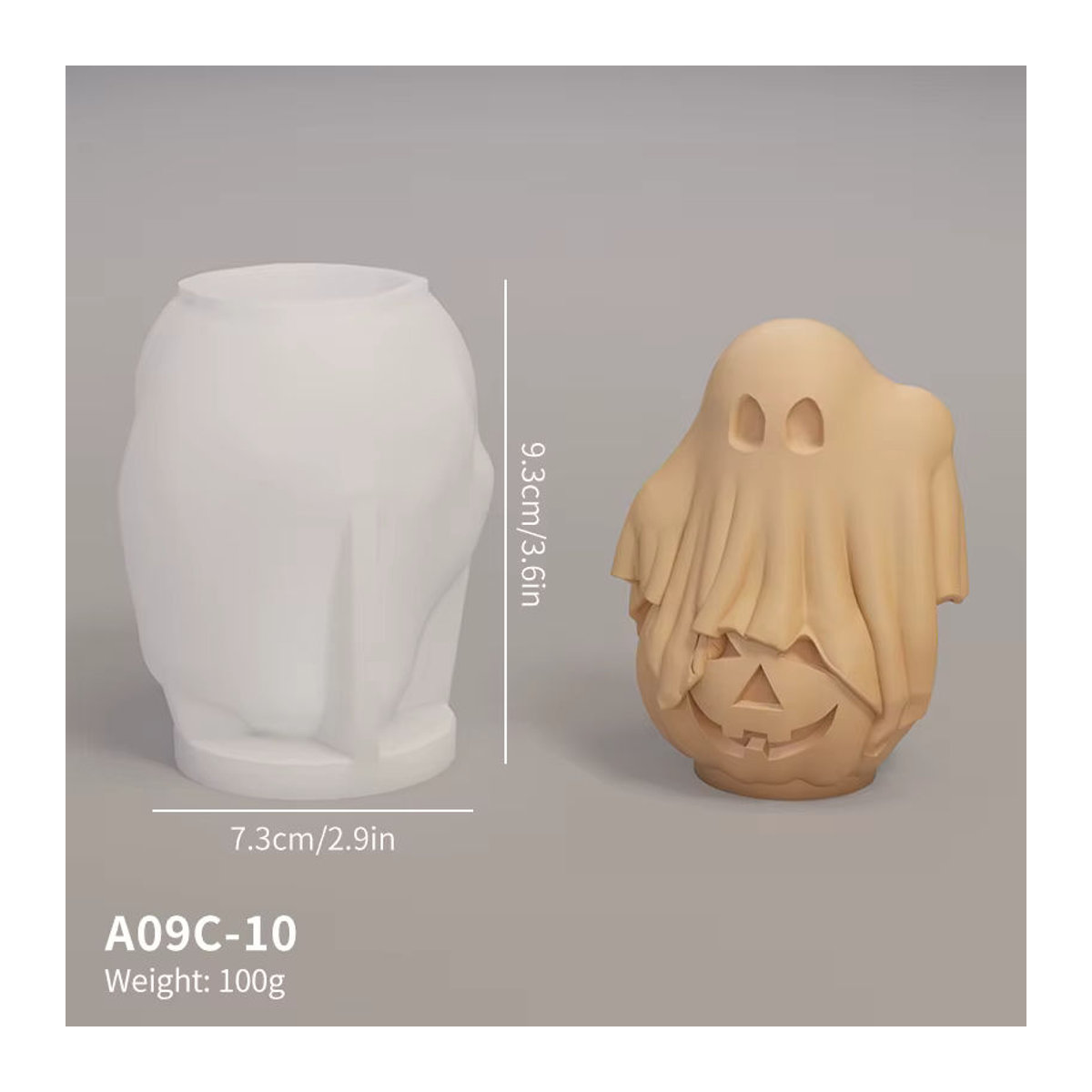 Silikonform für Halloween Kerzen und DIY Dekoration mit Geist, Kürbis und Schädel Motiven in Weiß - Bild 2