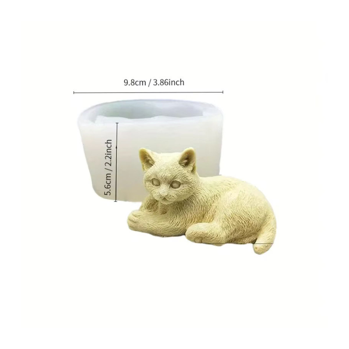 Silikonform für liegende Katzen zur Herstellung von Kunstharz- und Kerzenschmuck in Beige - Bild 1