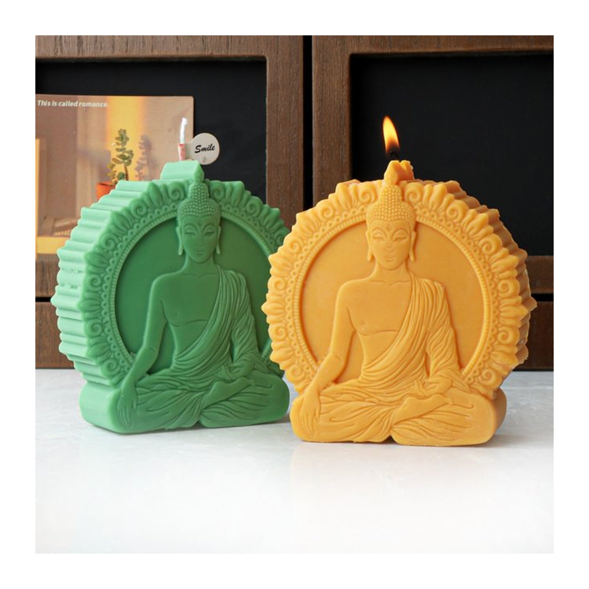 Silikonform für Shakyamuni Buddha-Statuen und Kerzen zur Herstellung von Amitabha-Skulpturen aus Kunstharz, Seife oder Gips, mehrfarbig - Bild 1