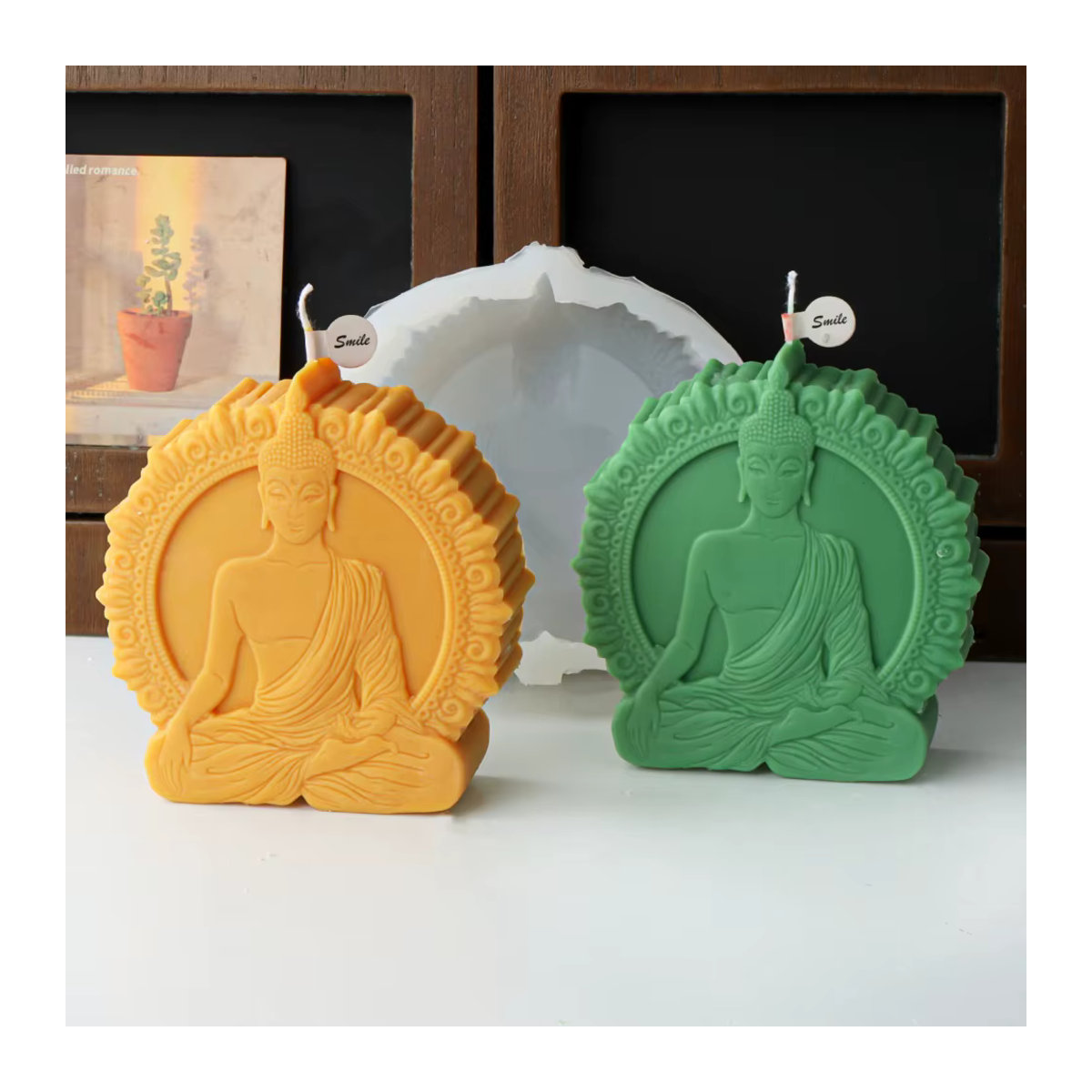 Silikonform für Shakyamuni Buddha-Statuen und Kerzen zur Herstellung von Amitabha-Skulpturen aus Kunstharz, Seife oder Gips, mehrfarbig - Bild 2