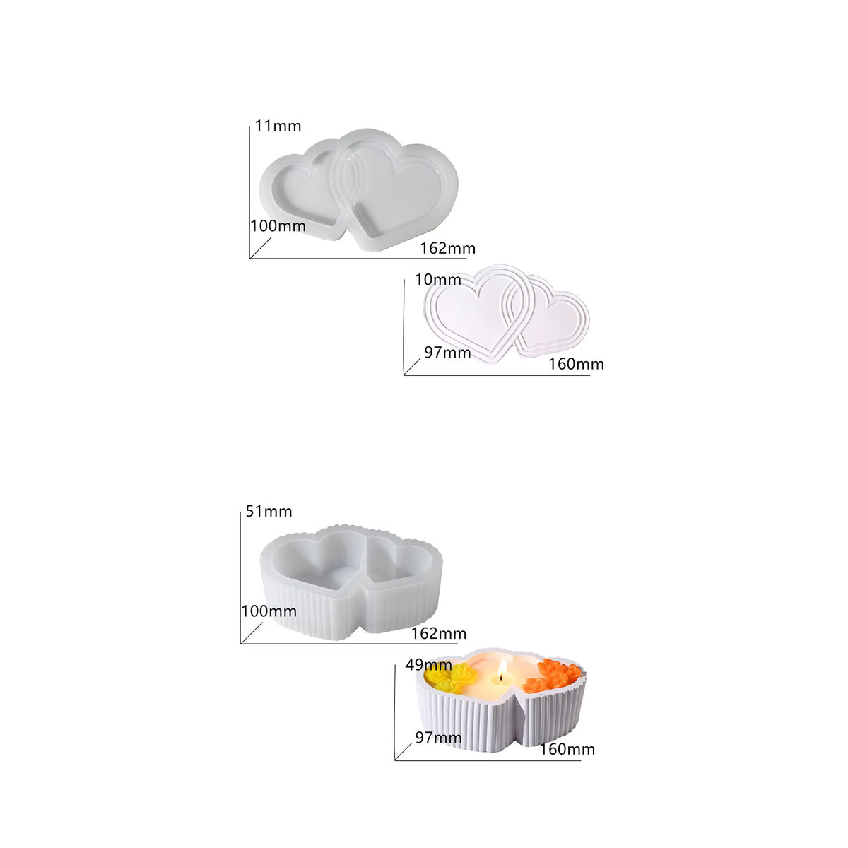 Silikonform Love für Aufbewahrungsboxen, Kerzenhalter und Vasen in Weiß - Bild 4