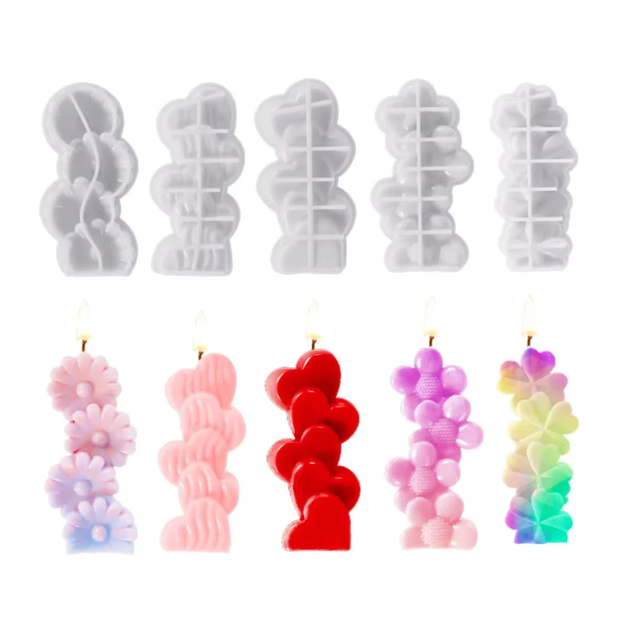 Silikonform mit 3D-Relief für Kerzen, Seife oder Gips in floralen Designs wie Sonnenblume, Kaktus und Herz für Hochzeiten und Valentinstag - Bild 4