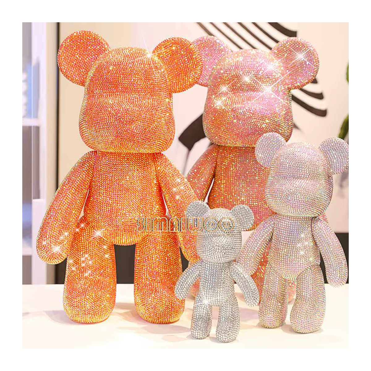 Simaiwoo 5D DIY Diamantmalerei Weihnachten Kristall Bär Mosaik Stickerei in SilverPink und Mehrfarbig - Bild 4