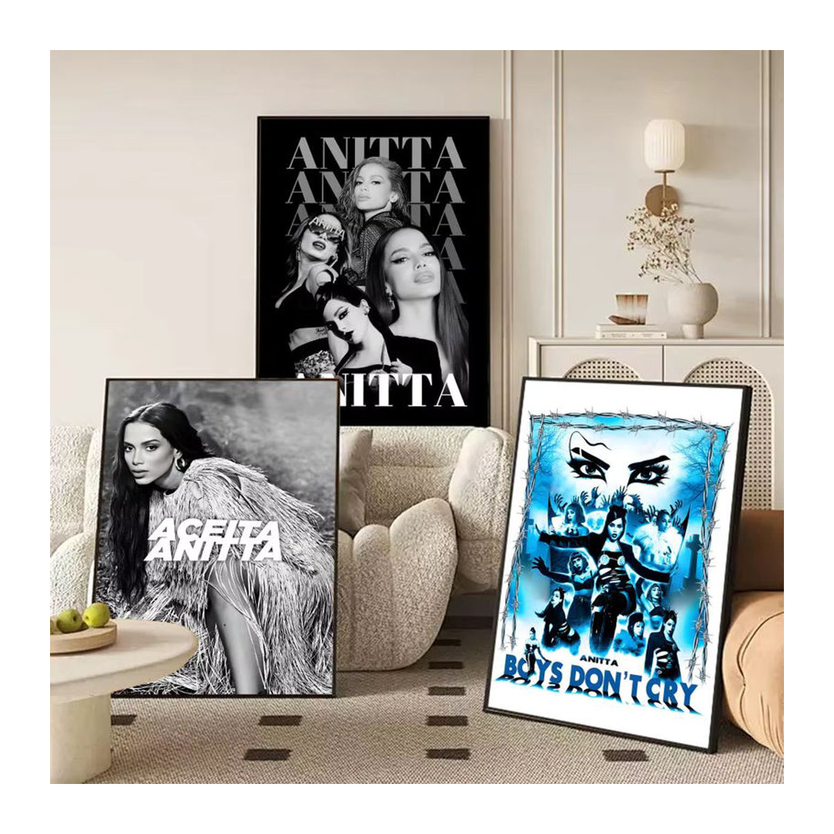 SINGER A-Anitta Poster, selbstklebender und wasserfester Kunstdruck aus Papier in Schwarz und Mehrfarbig, moderne Wanddekoration für dein Zuhause - Bild 2