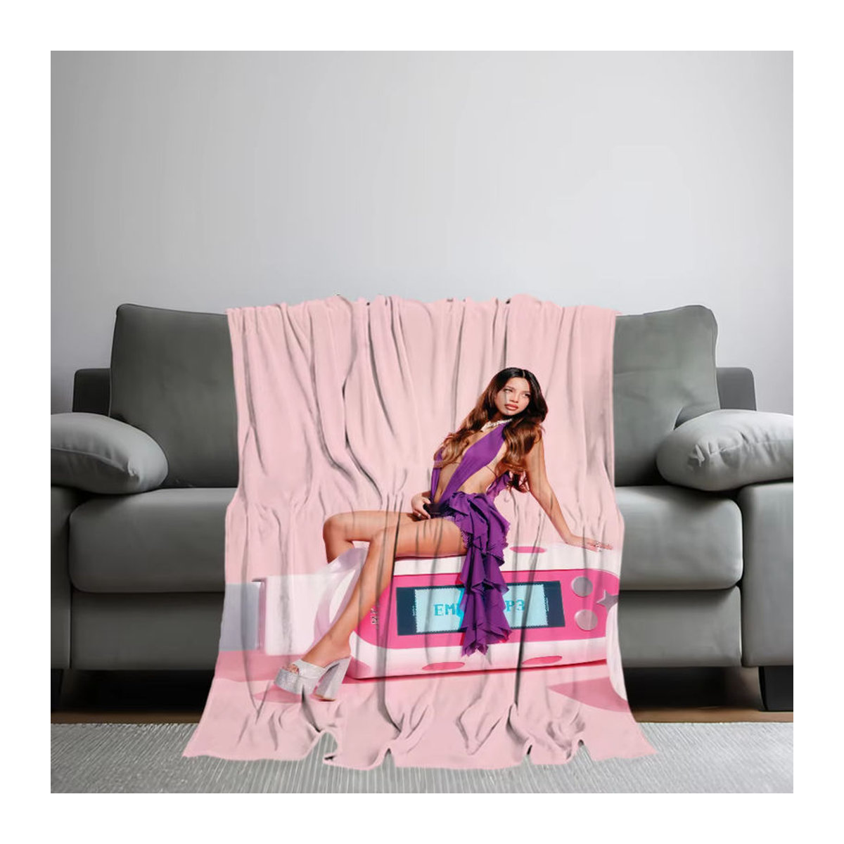 Singer E-Emilia Mernes Plüschdecke in Rosa für Sofa und Schlafzimmer - Bild 2