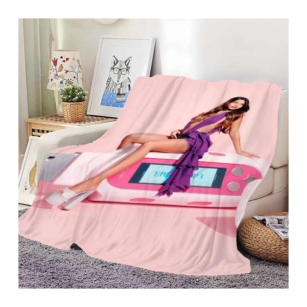 Singer E-Emilia Mernes Plüschdecke in Rosa für Sofa und Schlafzimmer - Bild 3