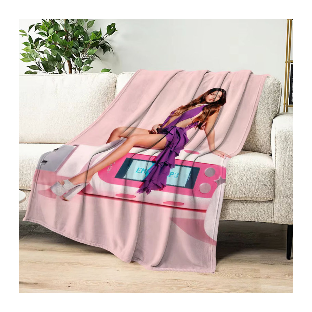 Singer E-Emilia Mernes Plüschdecke in Rosa für Sofa und Schlafzimmer - Bild 5