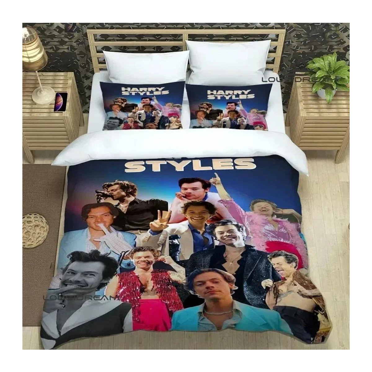 Singer H-Harry-Styles Bettwäsche-Set mit Bettbezug und Bettdecke, mehrfarbig, B/H: 173 x 218 cm - Bild 1