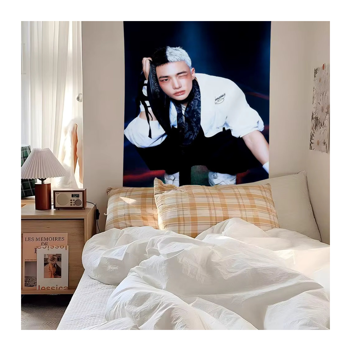 Singer H-hyunjinS Wandteppich als Hintergrundkunst für Schlafzimmer, Wohnzimmer oder Garten in Schwarz und Mehrfarbig, B/H: 115 x 70 cm - Bild 2